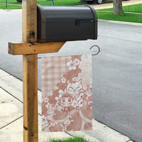 Beige Palaka Hawaiian And Japanese Garden Flag Maneki Neko And Sakura Bloom