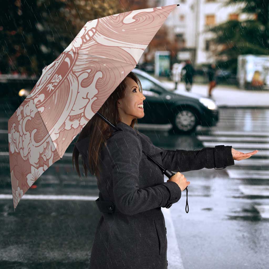 Beige Palaka Hawaiian And Japanese Umbrella Maneki Neko And Sakura Bloom