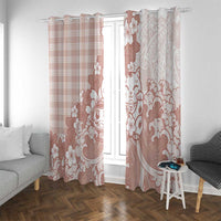Beige Palaka Hawaiian And Japanese Window Curtain Maneki Neko And Sakura Bloom