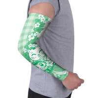 Green Palaka Hawaiian And Japanese Arm Sleeves Maneki Neko And Sakura Bloom