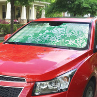 Green Palaka Hawaiian And Japanese Auto Sun Shade Maneki Neko And Sakura Bloom