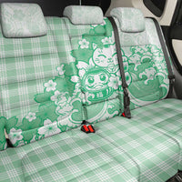 Green Palaka Hawaiian And Japanese Back Car Seat Cover Maneki Neko And Sakura Bloom