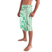 Green Palaka Hawaiian And Japanese Lavalava Maneki Neko And Sakura Bloom