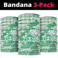 Green Palaka Hawaiian And Japanese Neck Gaiter Maneki Neko And Sakura Bloom