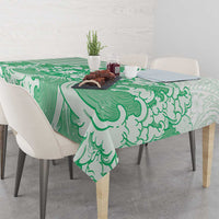 Green Palaka Hawaiian And Japanese Tablecloth Maneki Neko And Sakura Bloom
