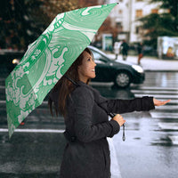 Green Palaka Hawaiian And Japanese Umbrella Maneki Neko And Sakura Bloom