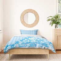 Blue Palaka Hawaiian And Japanese Bedding Set Maneki Neko And Sakura Bloom