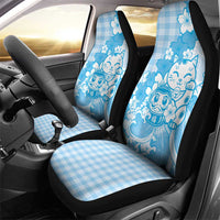 Blue Palaka Hawaiian And Japanese Car Seat Cover Maneki Neko And Sakura Bloom