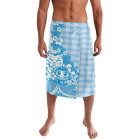 Blue Palaka Hawaiian And Japanese Lavalava Maneki Neko And Sakura Bloom