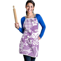 Purple Palaka Hawaiian And Japanese Apron Maneki Neko And Sakura Bloom