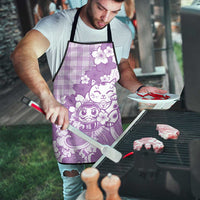 Purple Palaka Hawaiian And Japanese Apron Maneki Neko And Sakura Bloom