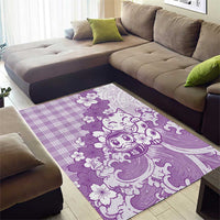 Purple Palaka Hawaiian And Japanese Area Rug Maneki Neko And Sakura Bloom