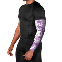 Purple Palaka Hawaiian And Japanese Arm Sleeves Maneki Neko And Sakura Bloom