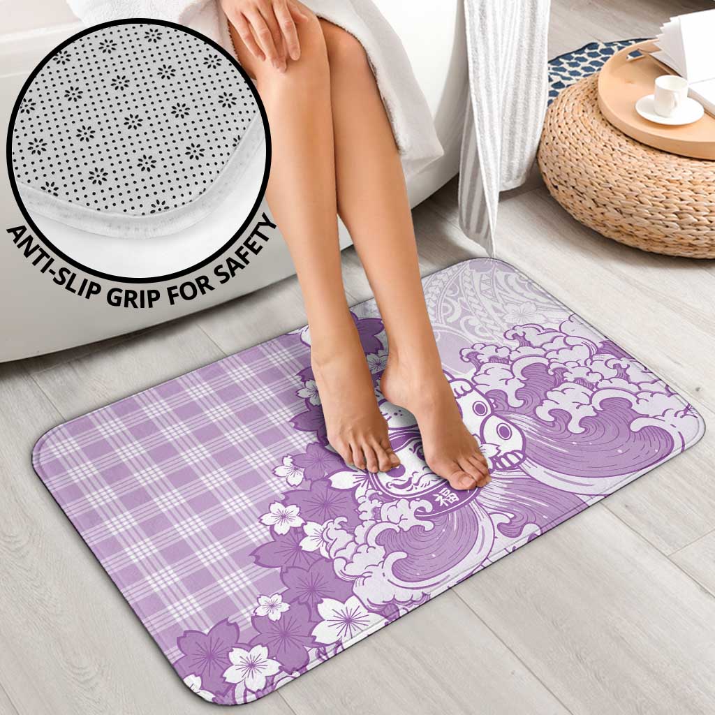 Purple Palaka Hawaiian And Japanese Bathroom Set Maneki Neko And Sakura Bloom
