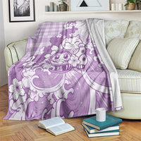 Purple Palaka Hawaiian And Japanese Blanket Maneki Neko And Sakura Bloom