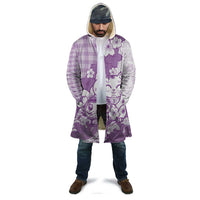 Purple Palaka Hawaiian And Japanese Cloak Maneki Neko And Sakura Bloom