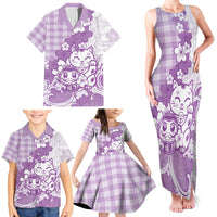 Purple Palaka Hawaiian And Japanese Family Matching Tank Maxi Dress and Hawaiian Shirt Maneki Neko And Sakura Bloom DT05 - Polynesian Pride