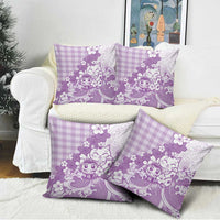 Purple Palaka Hawaiian And Japanese Pillow Cover Maneki Neko And Sakura Bloom