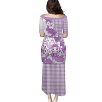 Purple Palaka Hawaiian And Japanese Puletasi Maneki Neko And Sakura Bloom