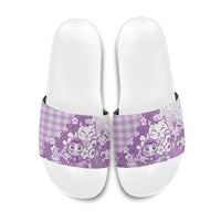Purple Palaka Hawaiian And Japanese Slide Sandals Maneki Neko And Sakura Bloom