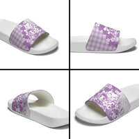 Purple Palaka Hawaiian And Japanese Slide Sandals Maneki Neko And Sakura Bloom