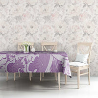 Purple Palaka Hawaiian And Japanese Tablecloth Maneki Neko And Sakura Bloom