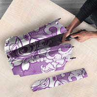 Purple Palaka Hawaiian And Japanese Umbrella Maneki Neko And Sakura Bloom