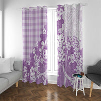 Purple Palaka Hawaiian And Japanese Window Curtain Maneki Neko And Sakura Bloom