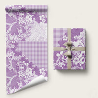 Purple Palaka Hawaiian And Japanese Wrapping Paper Maneki Neko And Sakura Bloom