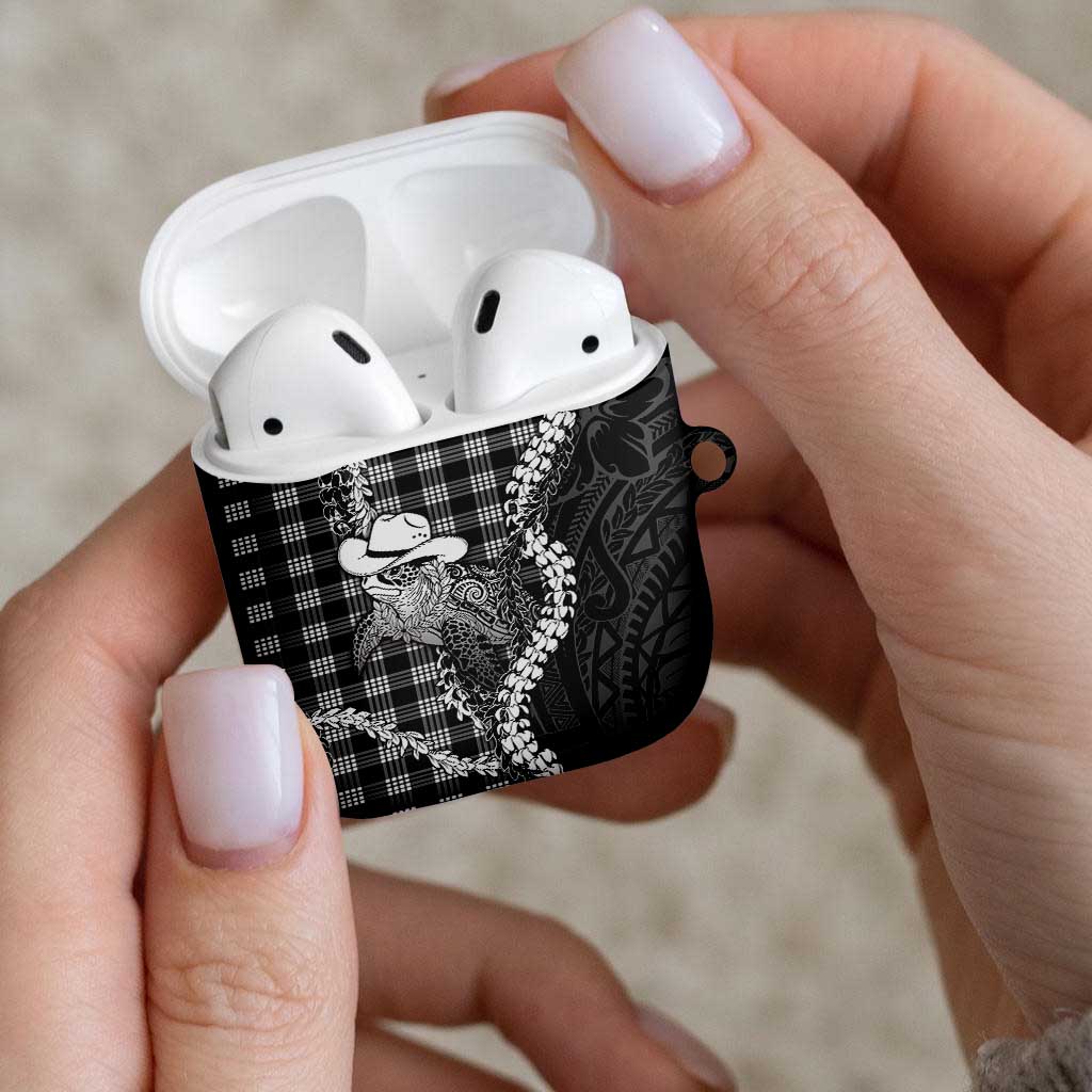 Black Hawaii Palaka Cowboy Turtle AirPods Case Hawaiian Paniolo Puakenikeni Maile Lei