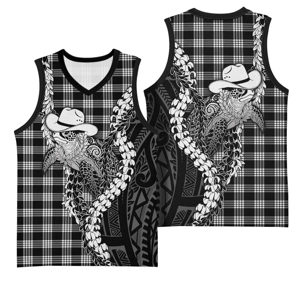 Black Hawaii Palaka Cowboy Turtle Basketball Jersey Hawaiian Paniolo Puakenikeni Maile Lei