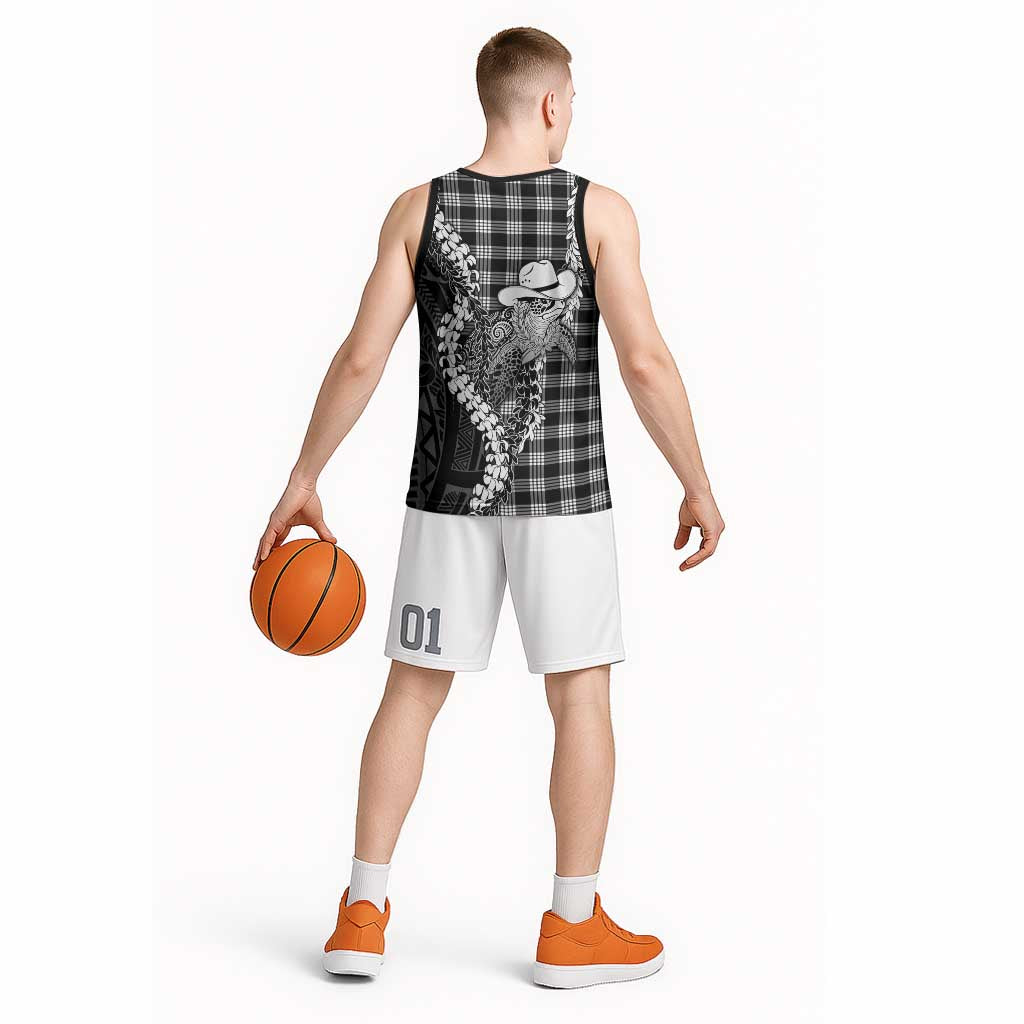 Black Hawaii Palaka Cowboy Turtle Basketball Jersey Hawaiian Paniolo Puakenikeni Maile Lei