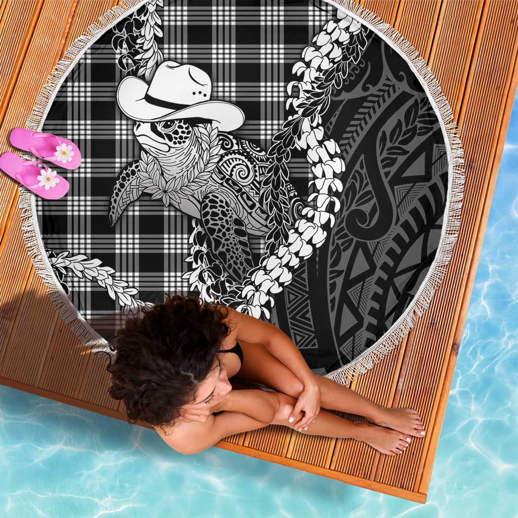 Black Hawaii Palaka Cowboy Turtle Beach Blanket Hawaiian Paniolo Puakenikeni Maile Lei