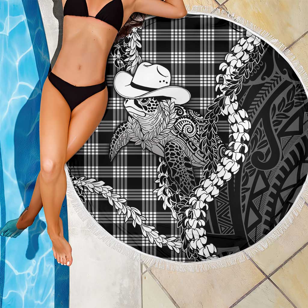 Black Hawaii Palaka Cowboy Turtle Beach Blanket Hawaiian Paniolo Puakenikeni Maile Lei