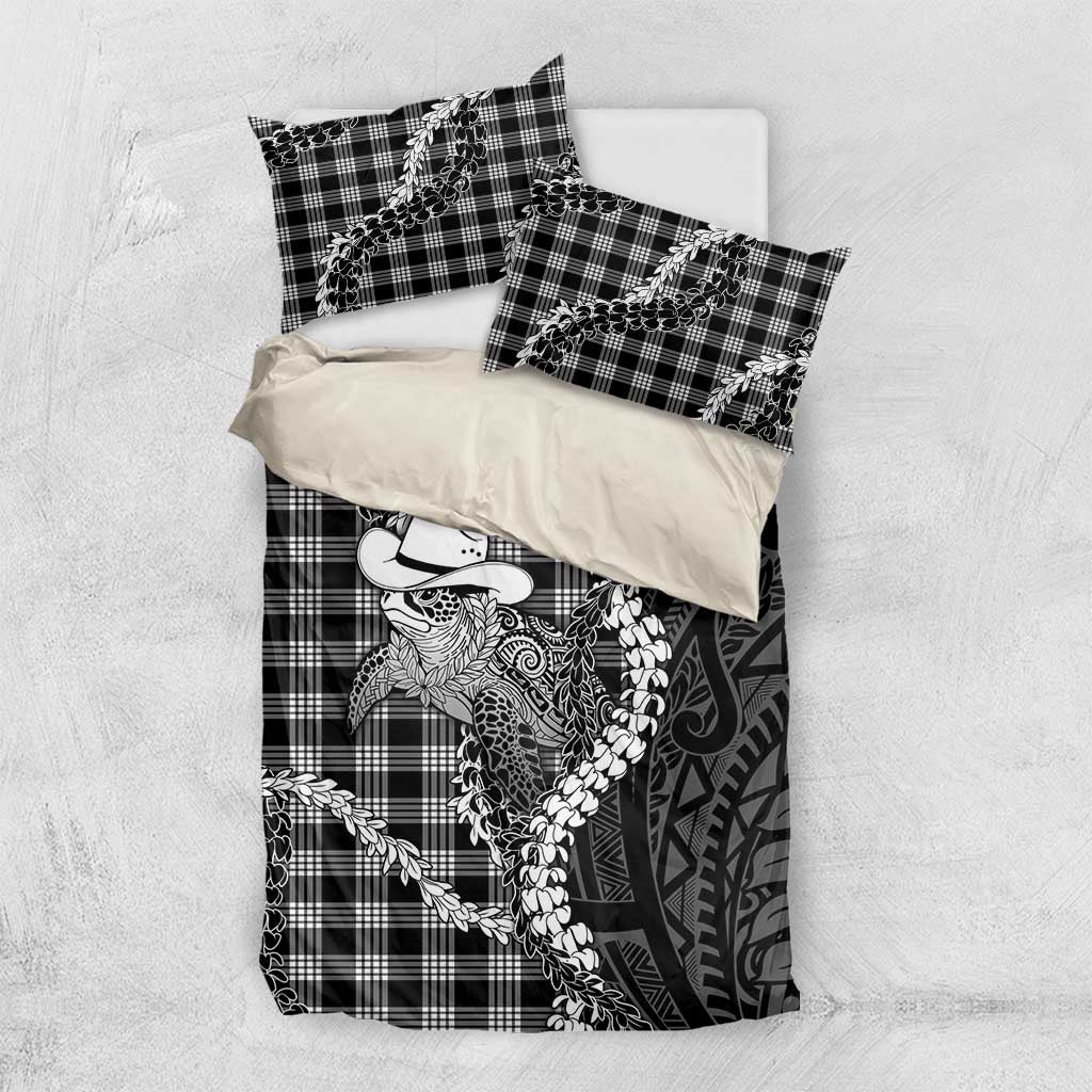 Black Hawaii Palaka Cowboy Turtle Bedding Set Hawaiian Paniolo Puakenikeni Maile Lei