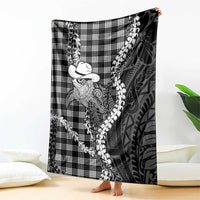 Black Hawaii Palaka Cowboy Turtle Blanket Hawaiian Paniolo Puakenikeni Maile Lei
