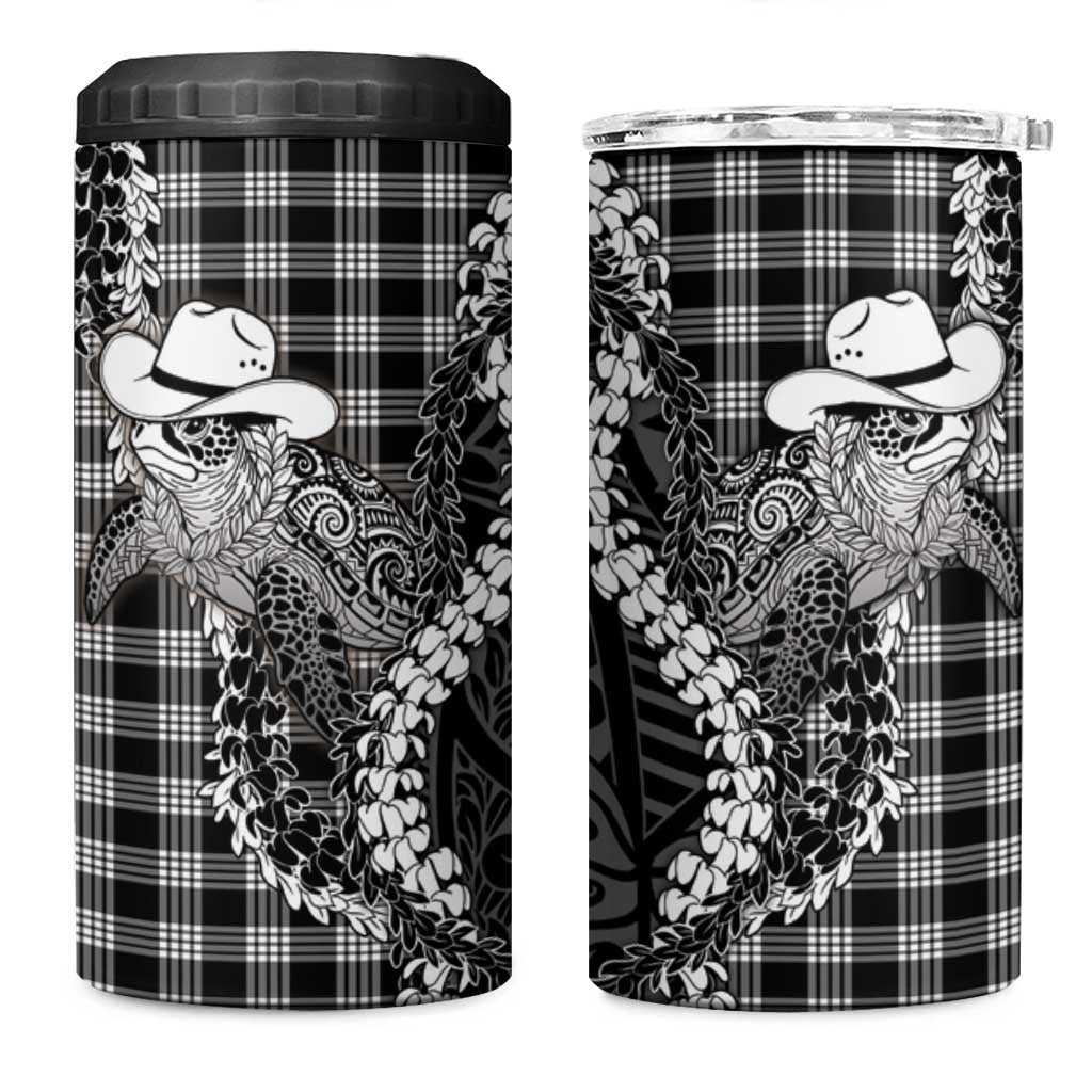 Black Hawaii Palaka Cowboy Turtle 4 in 1 Can Cooler Tumbler Hawaiian Paniolo Puakenikeni Maile Lei DT05 One Size: 16 oz Black - Polynesian Pride