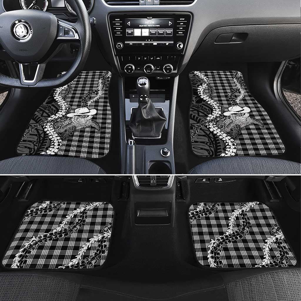 Black Hawaii Palaka Cowboy Turtle Car Mats Hawaiian Paniolo Puakenikeni Maile Lei