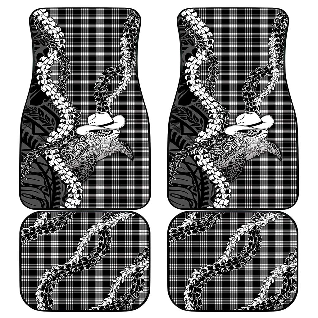 Black Hawaii Palaka Cowboy Turtle Car Mats Hawaiian Paniolo Puakenikeni Maile Lei