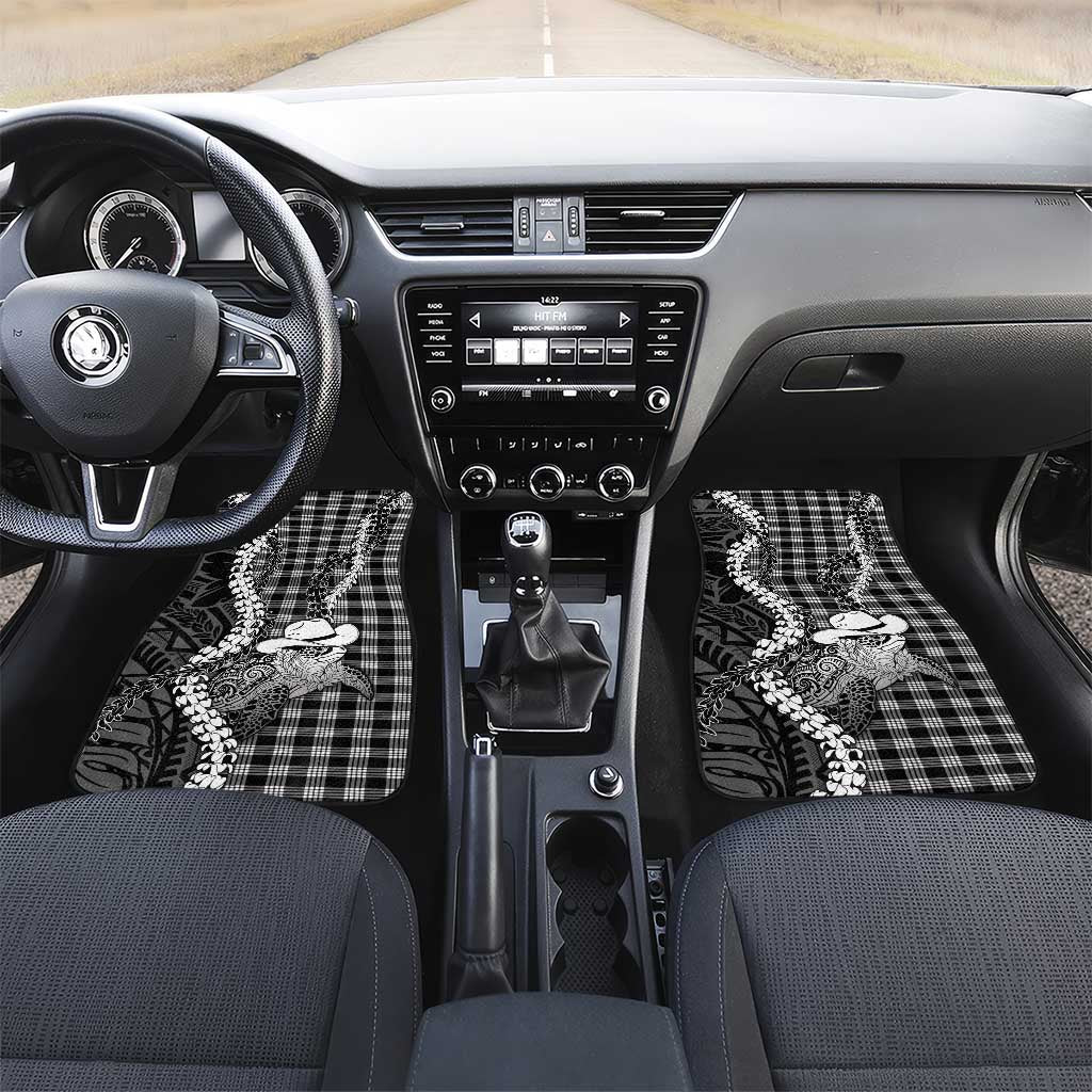 Black Hawaii Palaka Cowboy Turtle Car Mats Hawaiian Paniolo Puakenikeni Maile Lei
