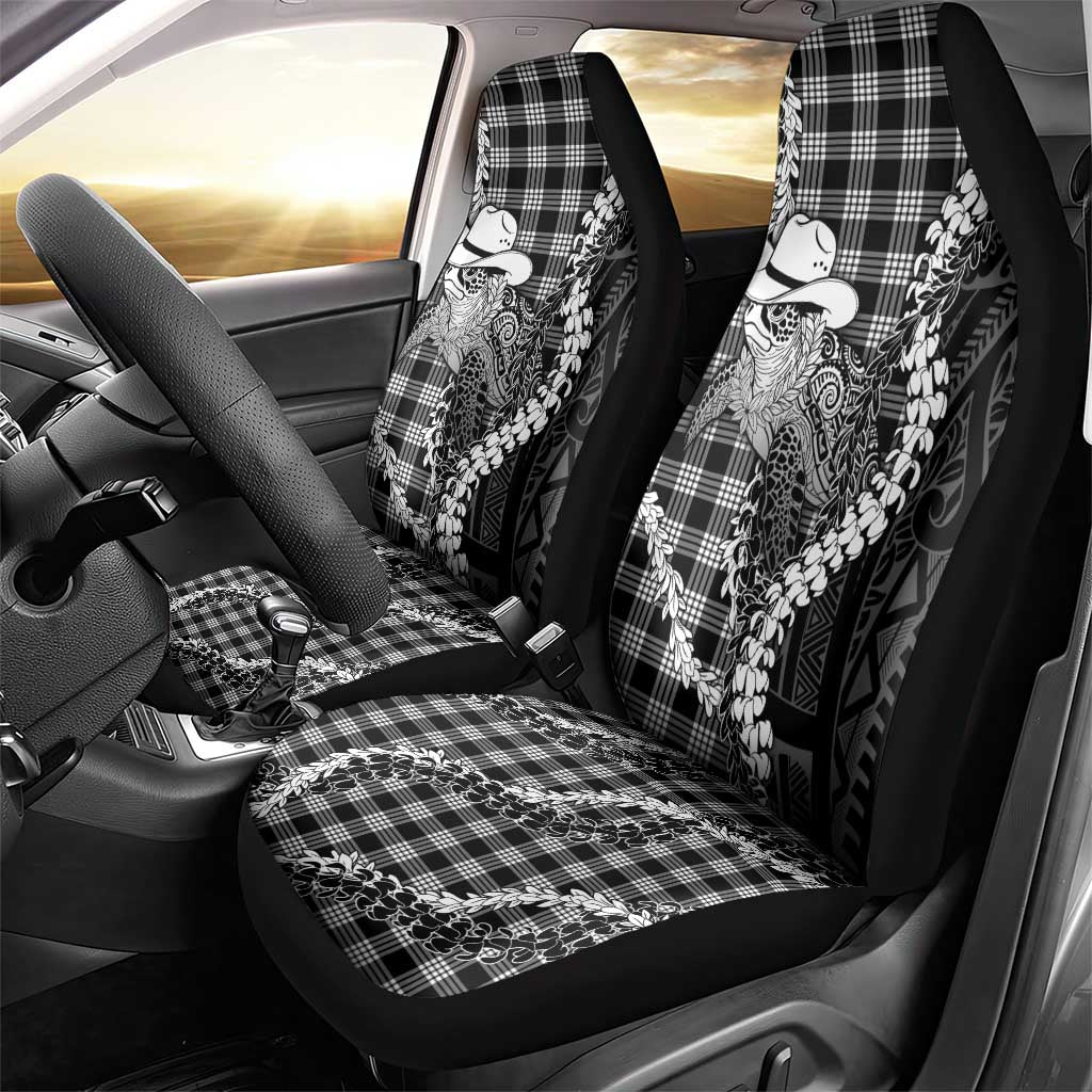 Black Hawaii Palaka Cowboy Turtle Car Seat Cover Hawaiian Paniolo Puakenikeni Maile Lei