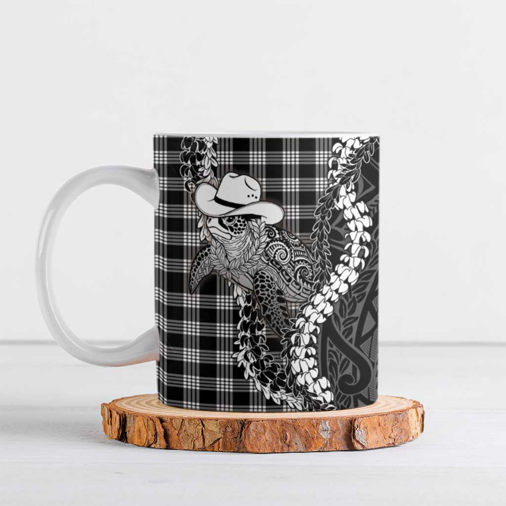 Black Hawaii Palaka Cowboy Turtle Ceramic Mug Hawaiian Paniolo Puakenikeni Maile Lei
