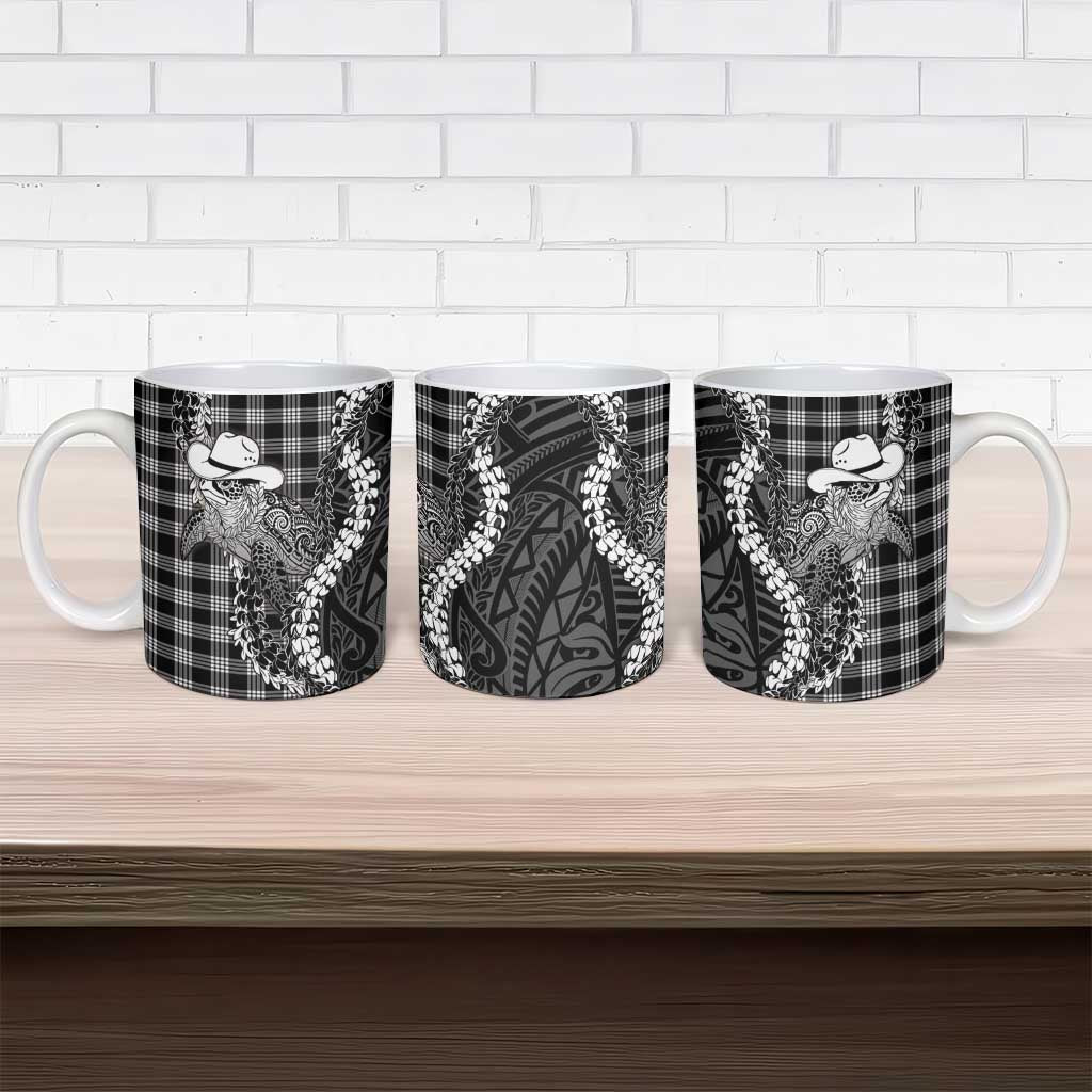 Black Hawaii Palaka Cowboy Turtle Ceramic Mug Hawaiian Paniolo Puakenikeni Maile Lei
