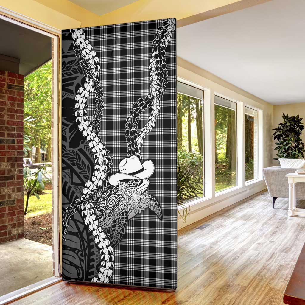 Black Hawaii Palaka Cowboy Turtle Door Cover Hawaiian Paniolo Puakenikeni Maile Lei
