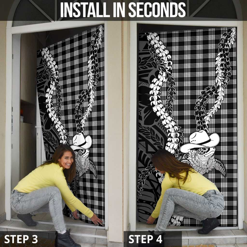 Black Hawaii Palaka Cowboy Turtle Door Cover Hawaiian Paniolo Puakenikeni Maile Lei