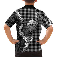 Black Hawaii Palaka Cowboy Turtle Family Matching Mermaid Dress and Hawaiian Shirt Hawaiian Paniolo Puakenikeni Maile Lei DT05 - Polynesian Pride