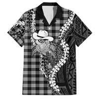 Black Hawaii Palaka Cowboy Turtle Family Matching Off Shoulder Short Dress and Hawaiian Shirt Hawaiian Paniolo Puakenikeni Maile Lei DT05 Dad's Shirt - Short Sleeve Black - Polynesian Pride