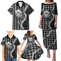 Black Hawaii Palaka Cowboy Turtle Family Matching Puletasi and Hawaiian Shirt Hawaiian Paniolo Puakenikeni Maile Lei DT05 - Polynesian Pride