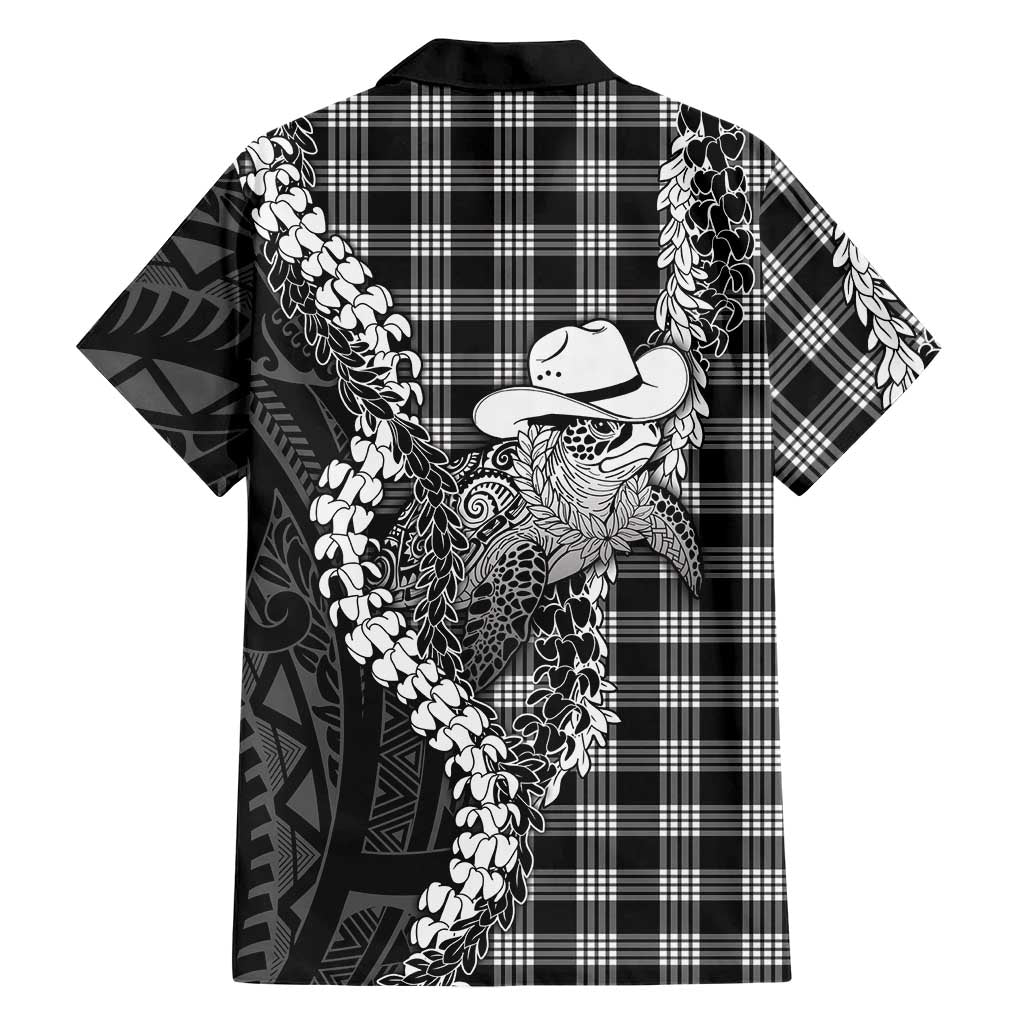 Black Hawaii Palaka Cowboy Turtle Family Matching Puletasi and Hawaiian Shirt Hawaiian Paniolo Puakenikeni Maile Lei DT05 - Polynesian Pride