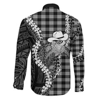 Black Hawaii Palaka Cowboy Turtle Family Matching Short Sleeve Bodycon Dress and Hawaiian Shirt Hawaiian Paniolo Puakenikeni Maile Lei DT05 - Polynesian Pride